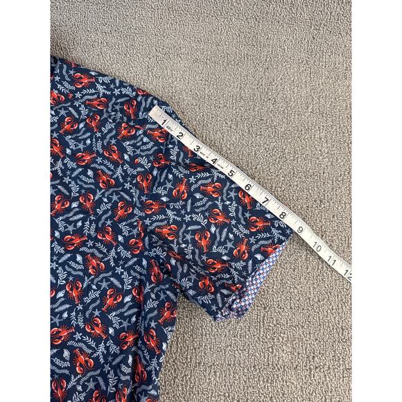 Johnston & Murphy Shirt Mens Medium Novelty Crawfish Short Sleeve Button Down - Picture 5 of 9